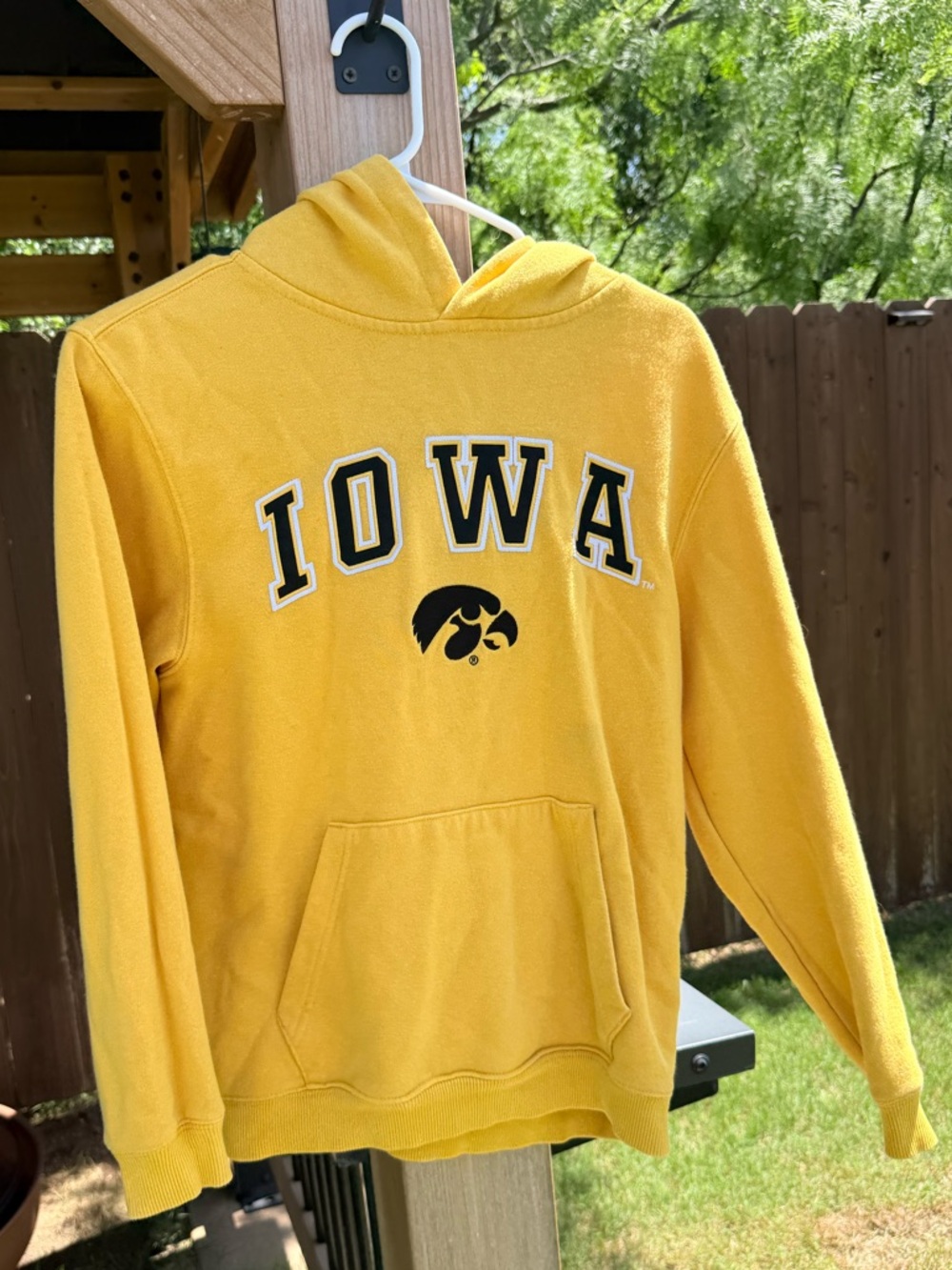 Iowa Yellow Hooded Sweatshirt with Hawkeye Logo